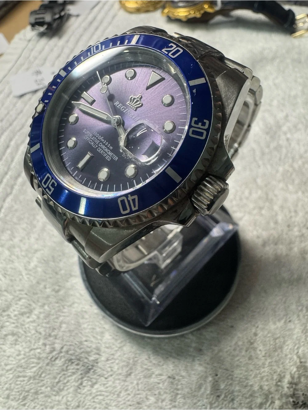 Men's Blue Dial Stainless Steel Dive Watch